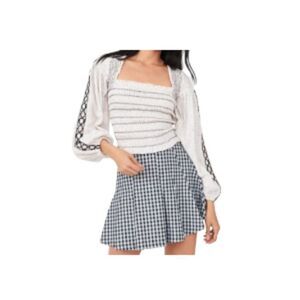 Free People Maggie Embroidered Top Ivory XL NWT